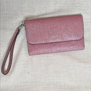 Kate Pink Glittering Sparkling wallet Wristlet Clutch